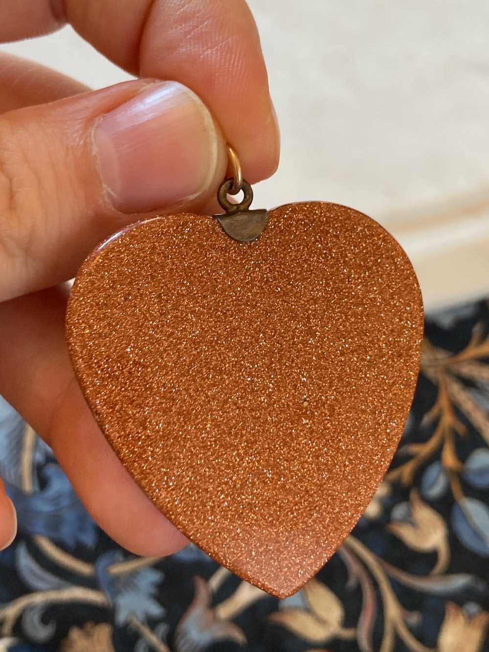Antique Victorian Large Goldstone Glass Heart or Spade Watch Fob Charm/Pendant